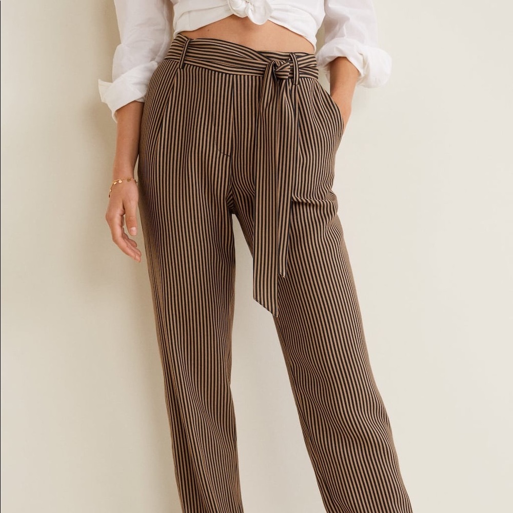 MANGO STRIPED BOW TROUSER